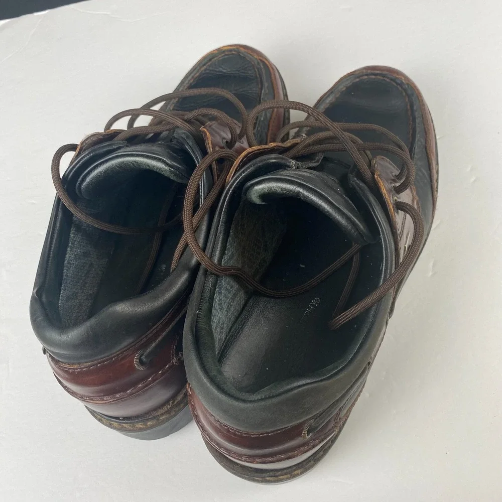 Johnston & Murphy Boat Loafer‎ Shoes Men's 9 M Brown black Leather 3 Eye Lug Moc